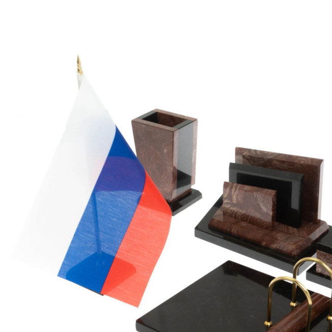 Письменный набор &quot;Бюрократ&quot; из лемезита с часами