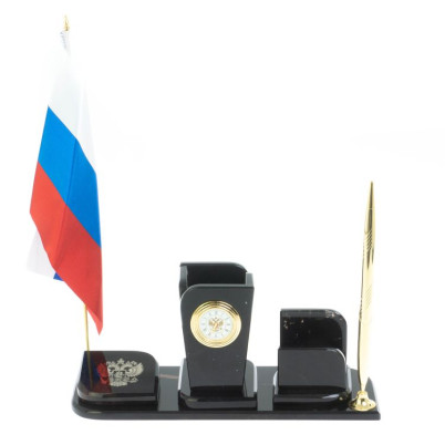 Письменный набор &quot;Символ России&quot; камень черный обсидиан