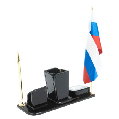 Письменный набор &quot;Символ России&quot; камень черный обсидиан