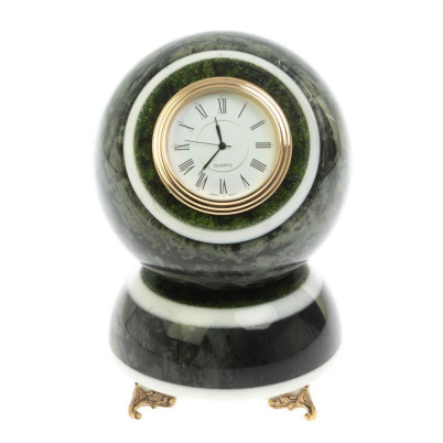 Часы шар &quot;Антистресс&quot; темный змеевик 11 см