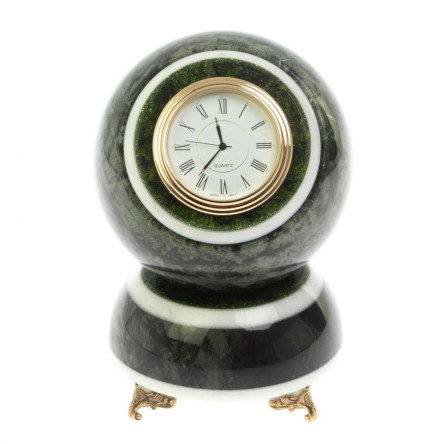 Часы шар "Антистресс" темный змеевик 11 см