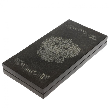 Нарды каменные "Герб РФ" из габбро-диабаза