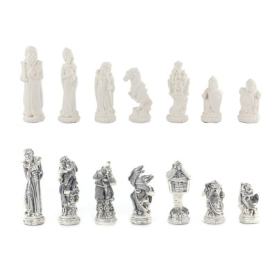 Шахматы подарочные &quot;Русские сказки&quot; камень мрамор змеевик 40х40 см