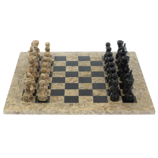 Шахматы &quot;Игрок&quot; из ракушечника и мрамора 38х38 см