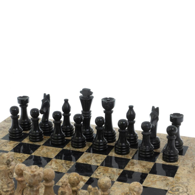 Шахматы &quot;Игрок&quot; из ракушечника и мрамора 38х38 см