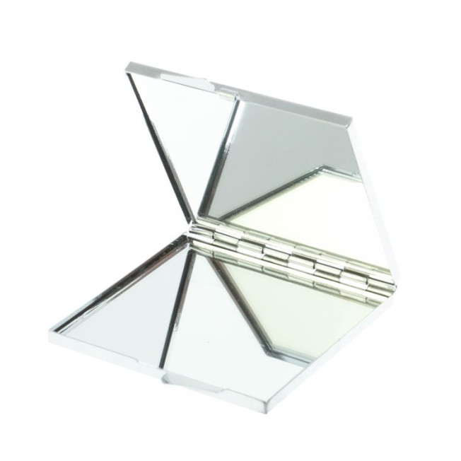 Зеркало квадратное карманное из камня нефрит цвет серебро