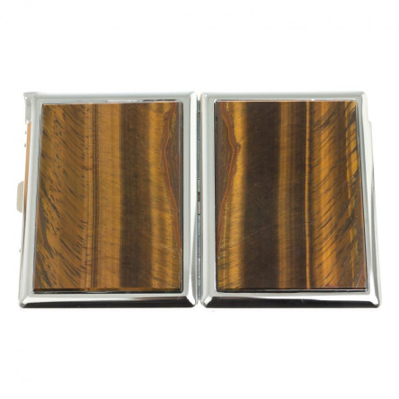 Портсигар на 10 сигарет с зажигалкой камень тигровый глаз