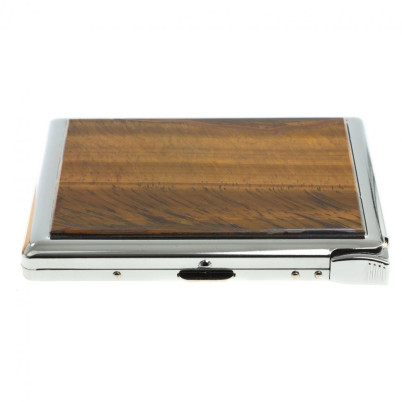 Портсигар на 10 сигарет с зажигалкой камень тигровый глаз