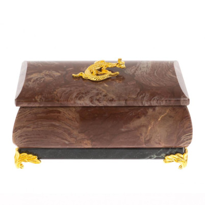 Шкатулка их лемезита с ящерицей 10,5х6х5,5 см