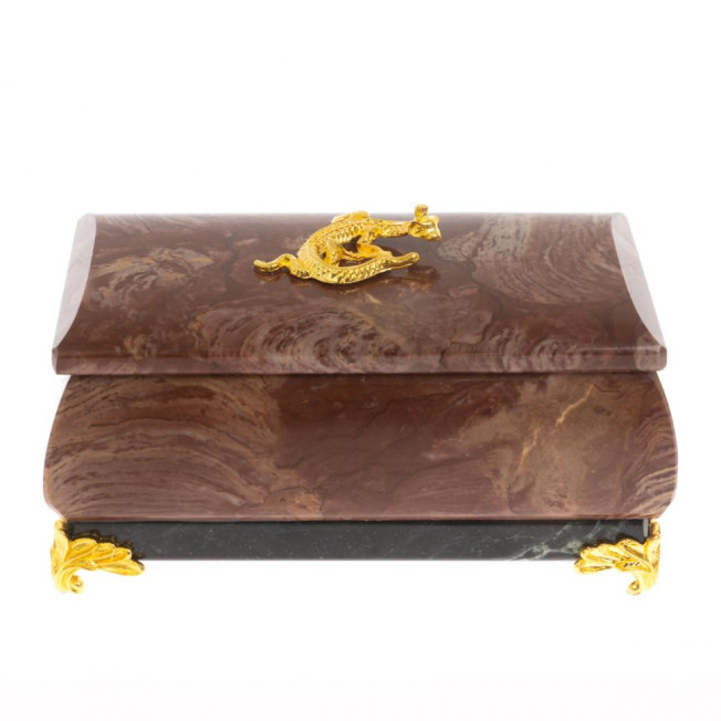 Шкатулка их лемезита с ящерицей 10,5х6х5,5 см