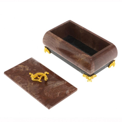 Шкатулка их лемезита с ящерицей 10,5х6х5,5 см