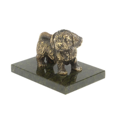 Статуэтка из бронзы &quot;Щенок стоит&quot; на змеевике 9х6,5х6,5 см