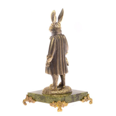 Статуэтка из бронзы &quot;Кролик во фраке&quot; на подставке из змеевика