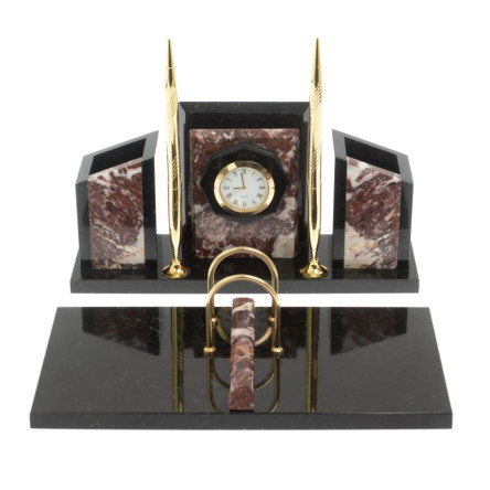 Письменный набор "Канцелярский" с часами из креноида