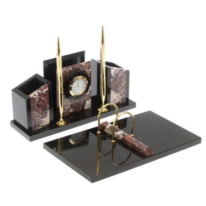 Письменный набор &quot;Канцелярский&quot; с часами из креноида