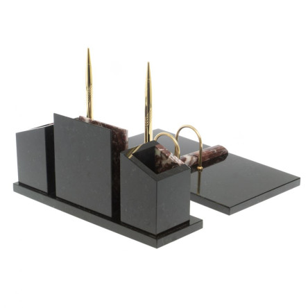 Письменный набор "Канцелярский" с часами из креноида