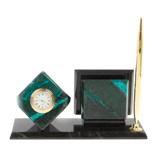 Мини-набор Куб с визитницей из из змеевика &mdash; 