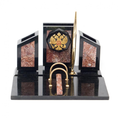 Письменный набор &quot;Герб России&quot; камень креноид змеевик