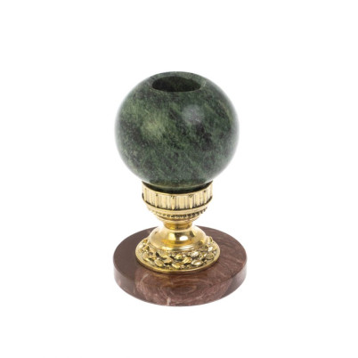 Подсвечник из бронзы &quot;Шар&quot; змеевик лемезит