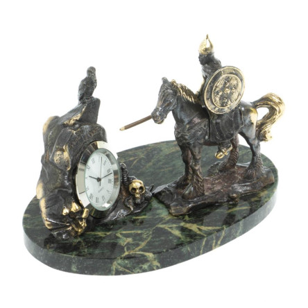 Часы "Нужный камень" бронза змеевик