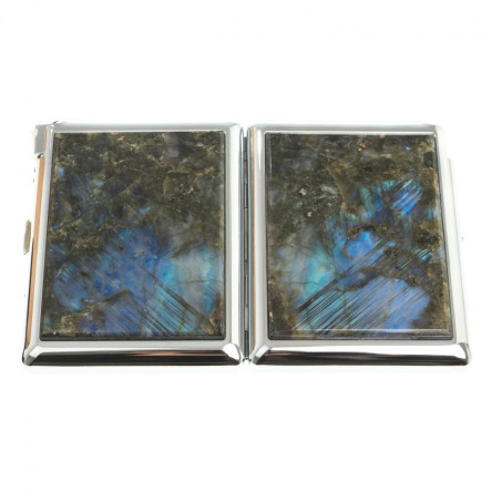 Портсигар на 20 сигарет с зажигалкой камень лабрадор