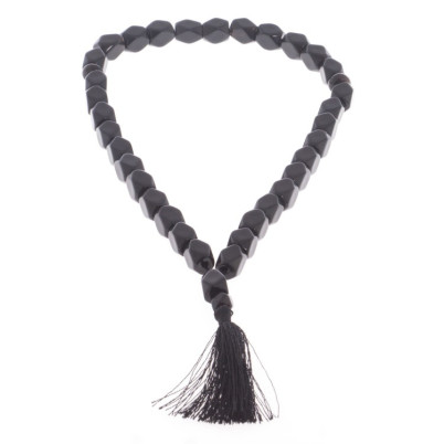 Четки из черного обсидиана 33 бусины грань