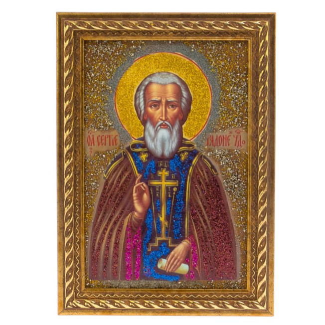 Икона настенная &quot;Святой Сергий Радонежский&quot; рамка багет 13х18 см