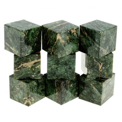 Камни для виски набор 9 кубиков темно-зеленый змеевик