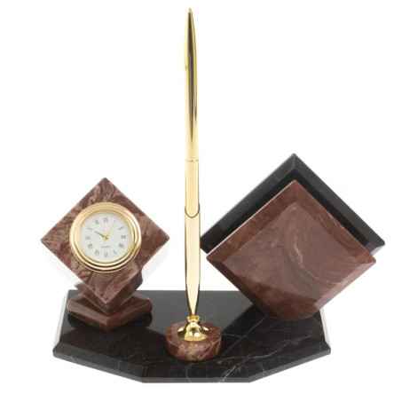 Визитница "Куб" с часами камень лемезит