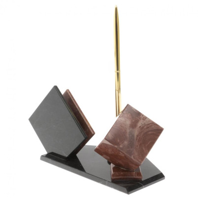 Визитница &quot;Куб&quot; с часами камень лемезит