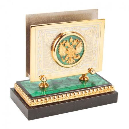 Настольный набор &quot;Держава&quot; камень малахит Златоуст