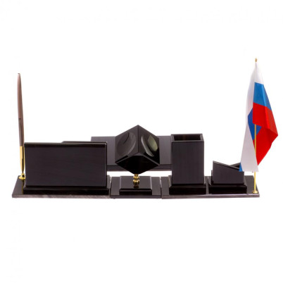 Письменный набор "Оптимал" из черного обсидиана