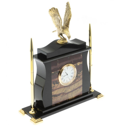 Часы настольные "Орел" из яшмы