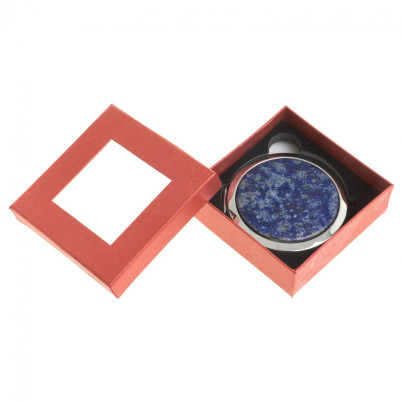 Зеркало круглое из камня лазурит цвет серебро