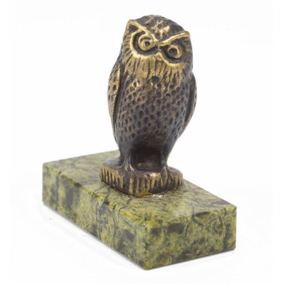 Статуэтка &quot;Филин&quot; из бронзы и змеевика