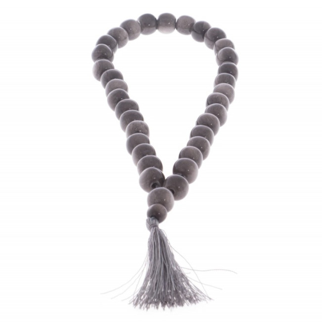 Четки из серого обсидиана 33 бусины круглые