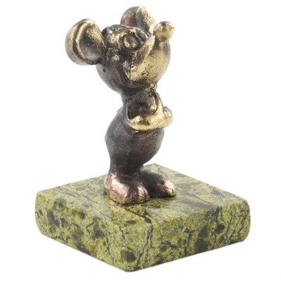 Сувенир из бронзы и змеевика &quot;Мышонок&quot;