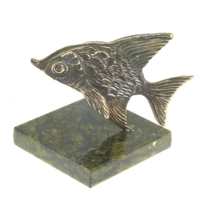 Статуэтка из бронзы &quot;Скалярия&quot; на подставке змеевик