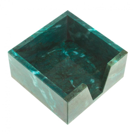 Лоток для бумаг "Кубарик" из темно-зеленого змеевика 11х11х5 см