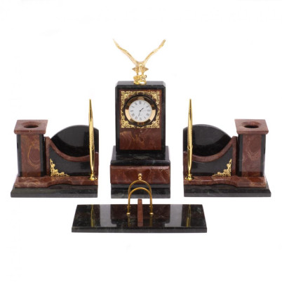 Настольный прибор &quot;Горный орел&quot; камень лемезит змеевик