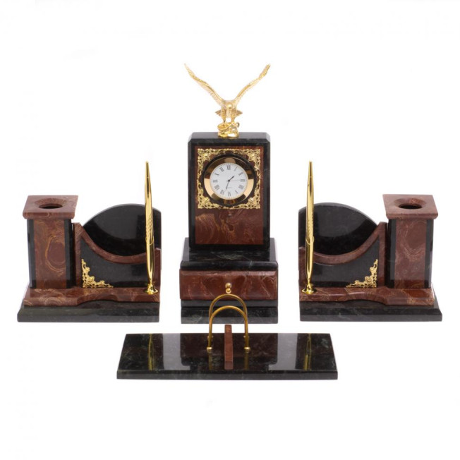 Настольный прибор &quot;Горный орел&quot; камень лемезит змеевик