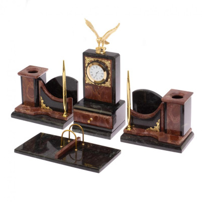 Настольный прибор &quot;Горный орел&quot; камень лемезит змеевик