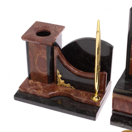 Настольный прибор "Горный орел" камень лемезит змеевик