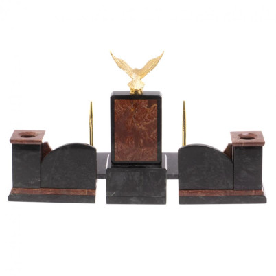 Настольный прибор &quot;Горный орел&quot; камень лемезит змеевик