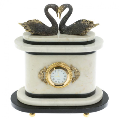 Часы &quot;Пара лебедей&quot; мрамор бронза