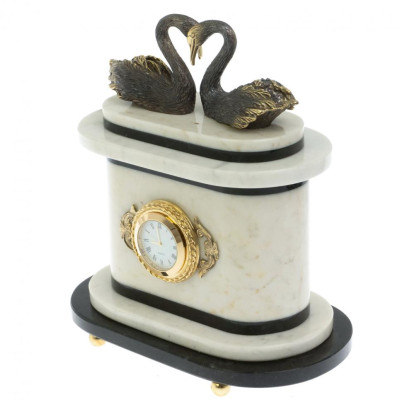 Часы &quot;Пара лебедей&quot; мрамор бронза