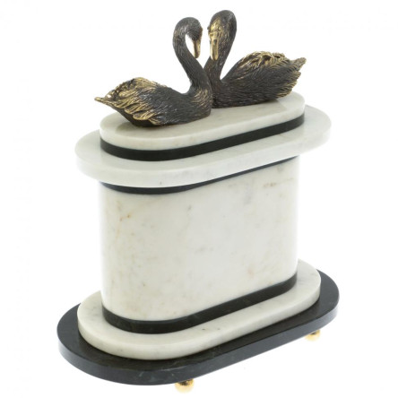 Часы "Пара лебедей" мрамор бронза