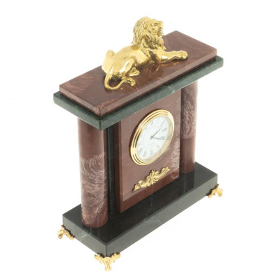 Настольные часы &quot;Лев&quot; камень лемезит