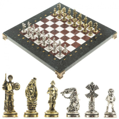 Шахматы &quot;Дон Кихот&quot; доска 28х28 см из камня лемезит мрамор фигуры металлические