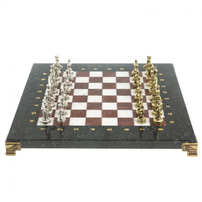 Шахматы &quot;Дон Кихот&quot; доска 28х28 см из камня лемезит мрамор фигуры металлические